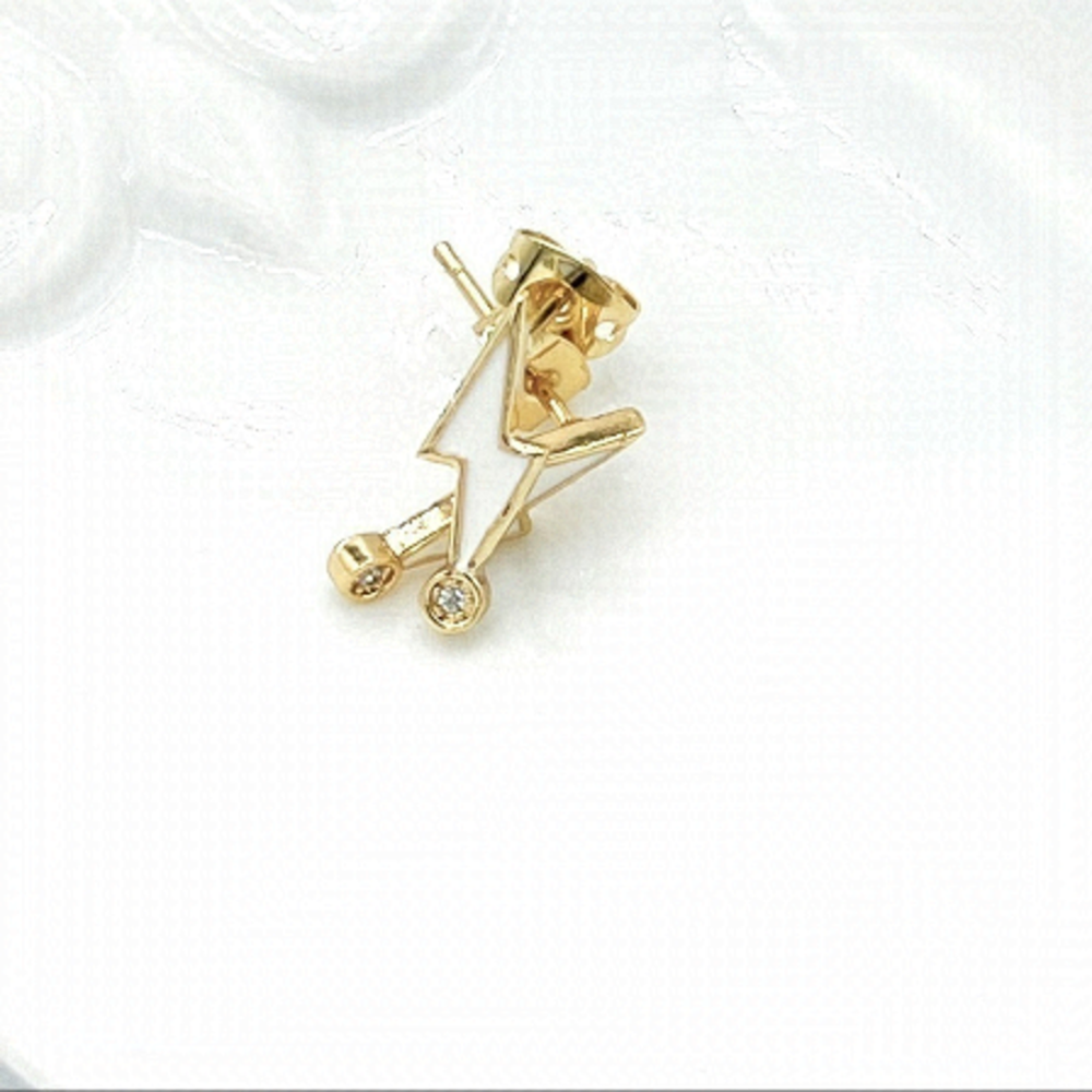 Enamel lightening bolt earrings.